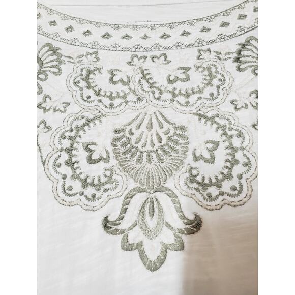 Pure J Jill Womens Small T-shirt Top EMBROIDERED Cap Sleeve Short Sleeve White - Picture 2 of 8